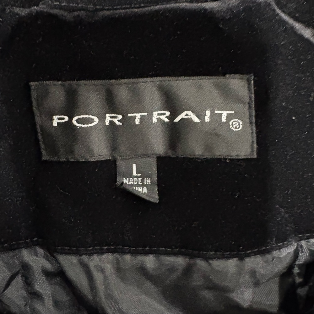 Vtg PORTRAIT Black Velvet Women’s Coat Hooded Sz‎ L Holiday 90s Classic Boho - Picture 6 of 15
